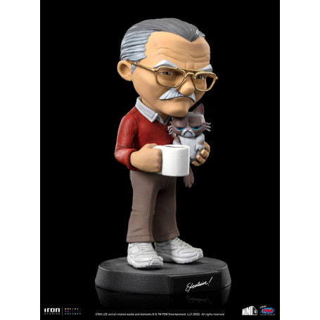Iron Studios - Figura d'azione di Stan Lee con gatto brontolone - Mini Co.
