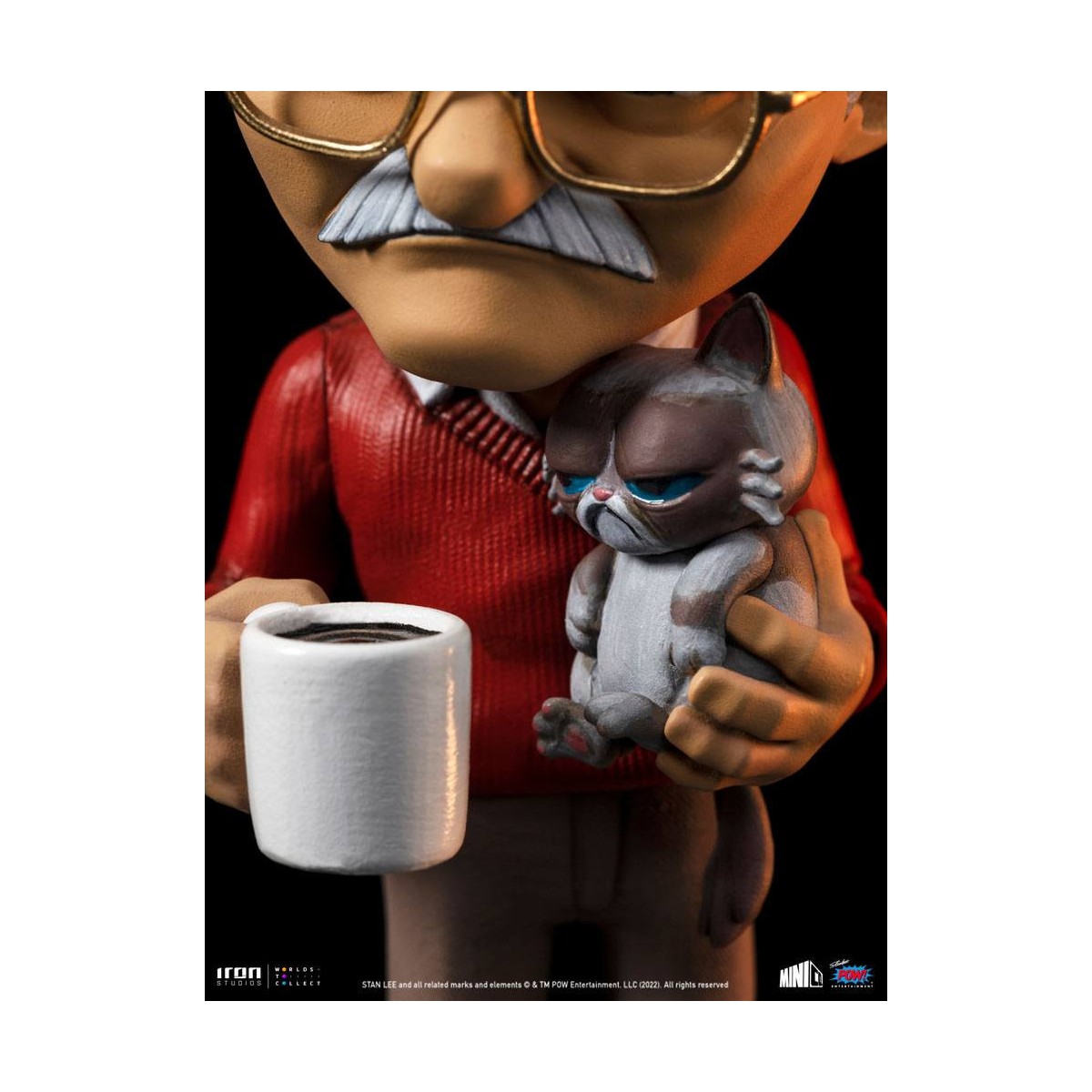 Iron Studios - Figura d'azione di Stan Lee con gatto brontolone - Mini Co.