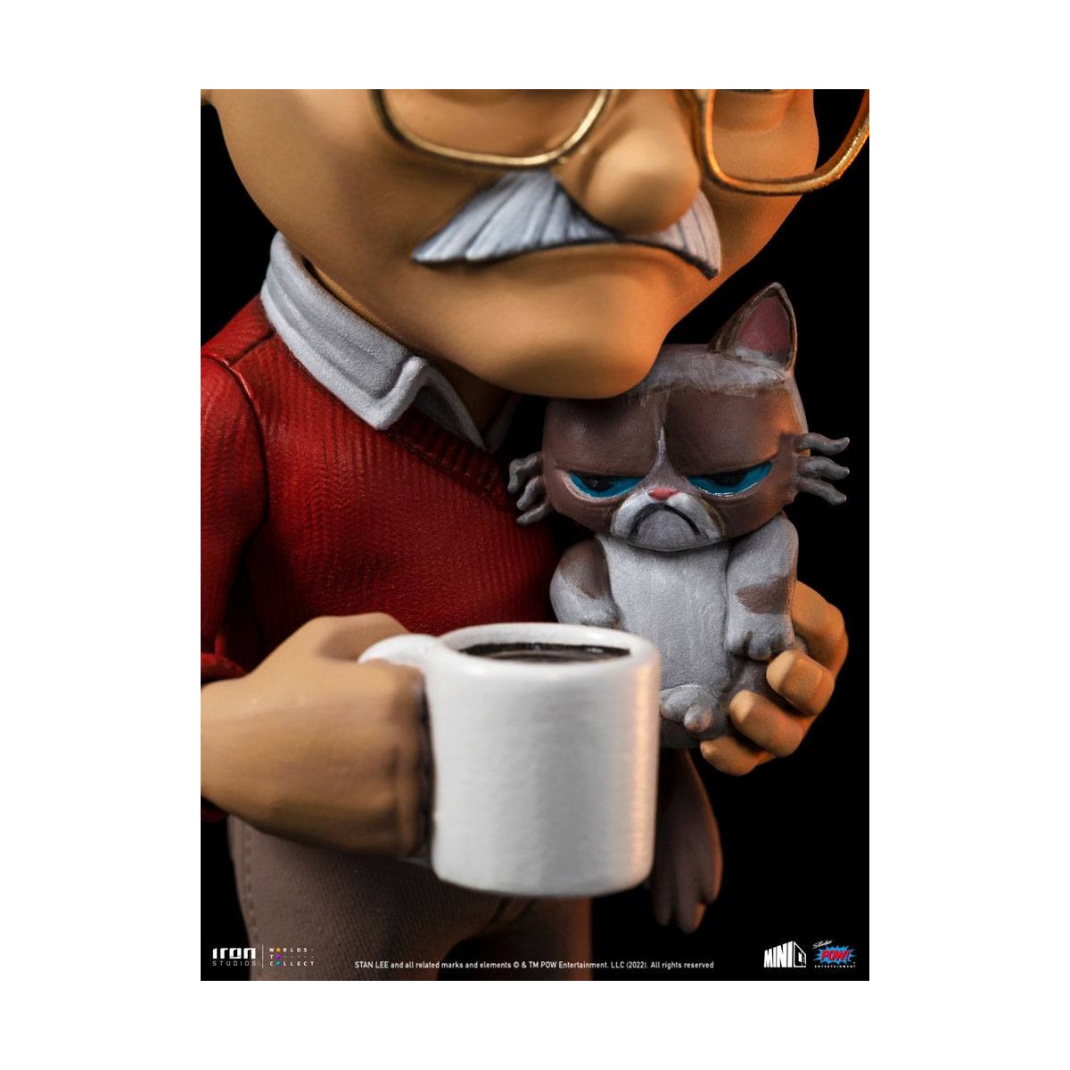 Iron Studios - Figura d'azione di Stan Lee con gatto brontolone - Mini Co.