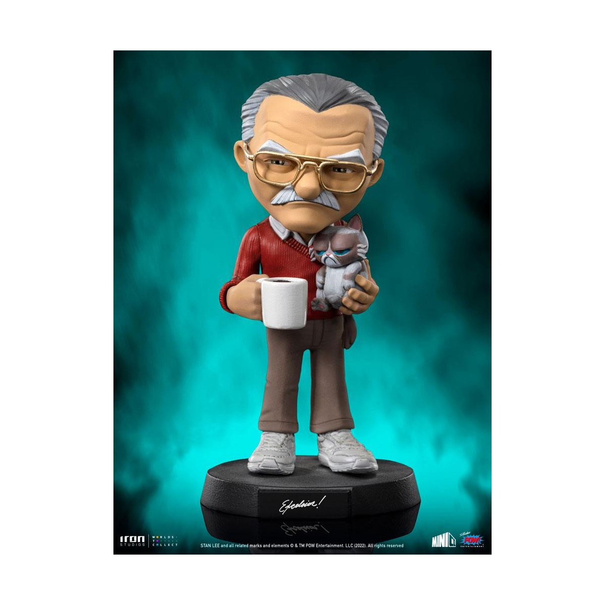 Iron Studios - Figura d'azione di Stan Lee con gatto brontolone - Mini Co.