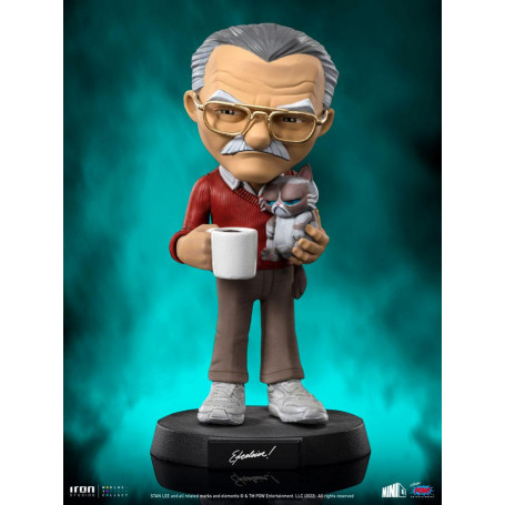 Iron Studios - Figura d'azione di Stan Lee con gatto brontolone - Mini Co.