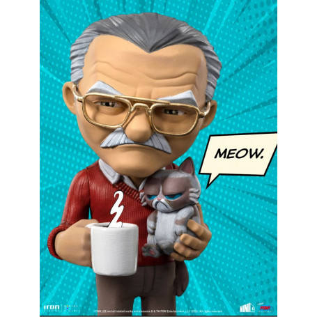 Iron Studios - Figura d'azione di Stan Lee con gatto brontolone - Mini Co.