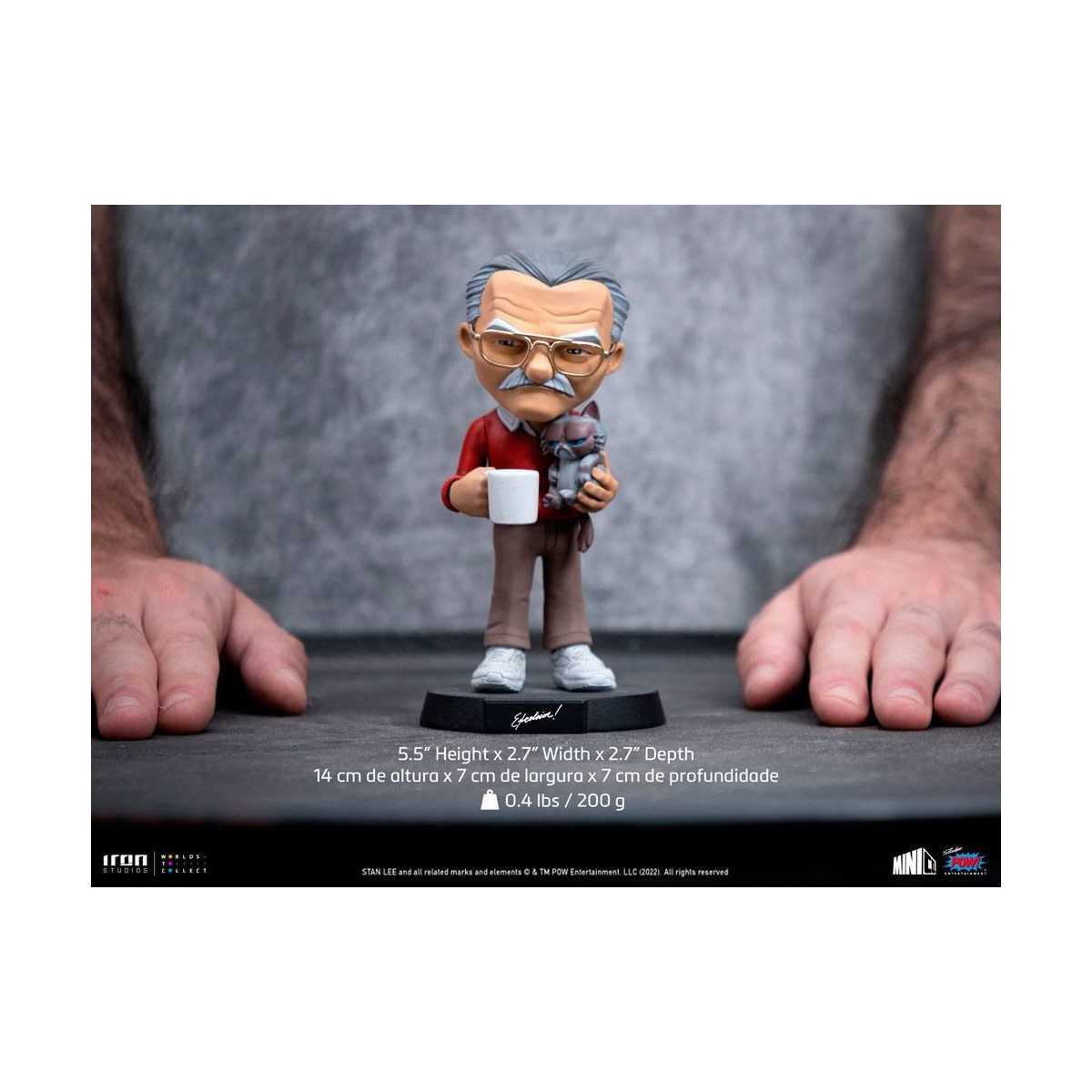 Iron Studios - Figura d'azione di Stan Lee con gatto brontolone - Mini Co.
