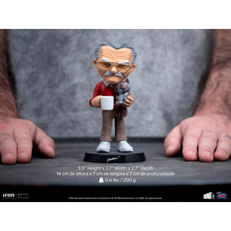 Iron Studios - Figura d'azione di Stan Lee con gatto brontolone - Mini Co.