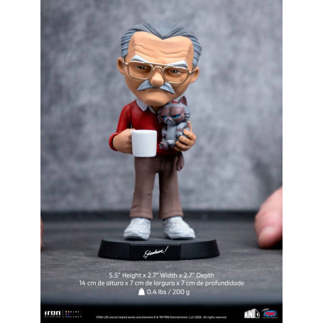 Iron Studios - Figura d'azione di Stan Lee con gatto brontolone - Mini Co.