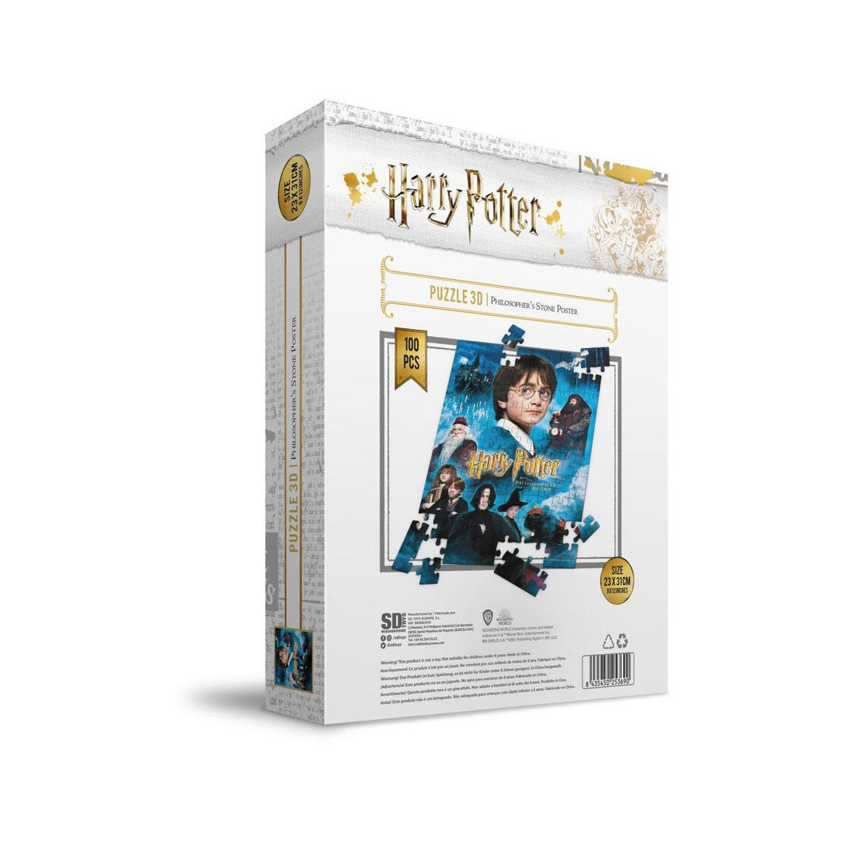 SD Toys - Puzzle HARRY POTTER effetto 3D - Poster Pietra Filosofale - 100 pz