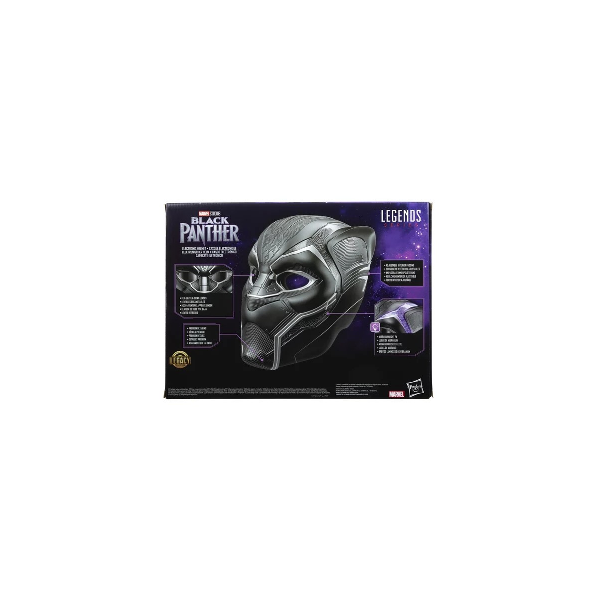 Hasbro - Replica del casco di Pantera Nera 1/1 - Casco elettronico delle Leggende Marvel