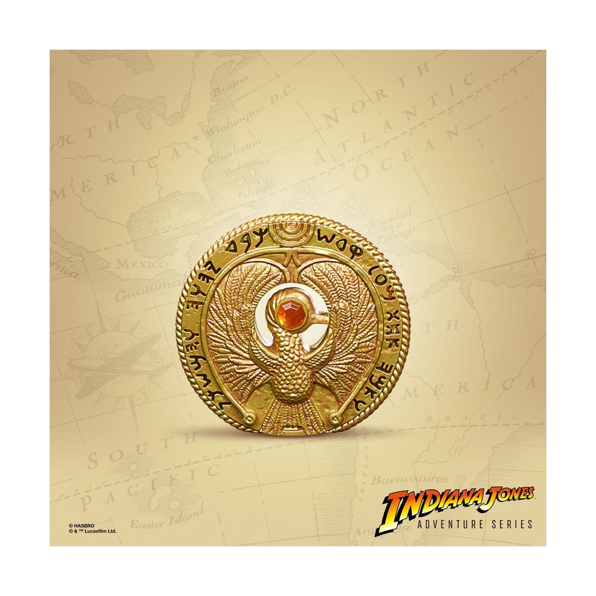 Hasbro - Medaglione con scettro di Ra's - Serie Avventura Indiana Jones: I Predatori dell'Arca Perduta Replica 1/1