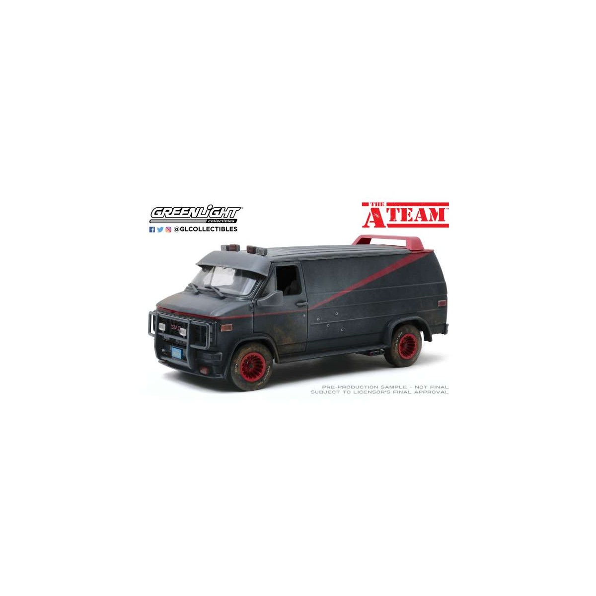 GreenLight - L'A-Team - L'Agence Tous Risques - Furgone GMC Vendura del 1983 Versione con fori di proiettile - 1/18