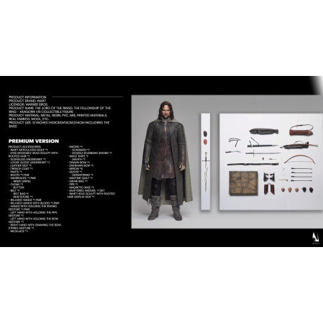 Queen Studios - Il Signore degli Anelli - Aragorn Edizione Premium (capelli radicati) 1/6 INART