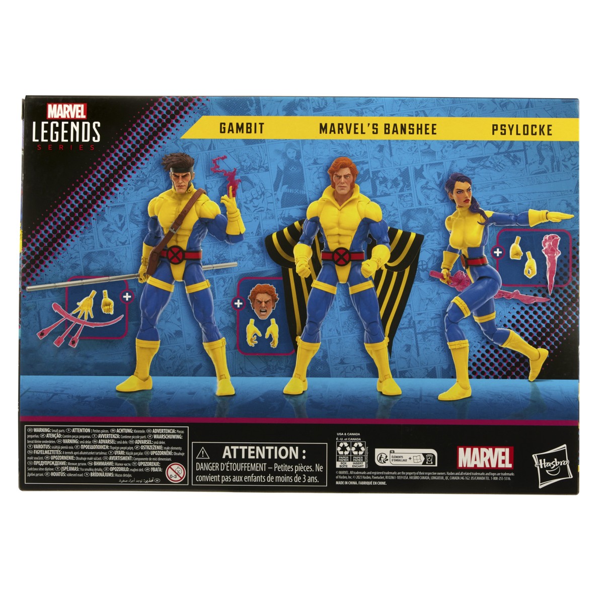 Serie Leggende Marvel - Uniforme di BANSHEE, GAMBIT e PSYLOCKE Jim Lee - The Uncanny X-Men 3 Pack