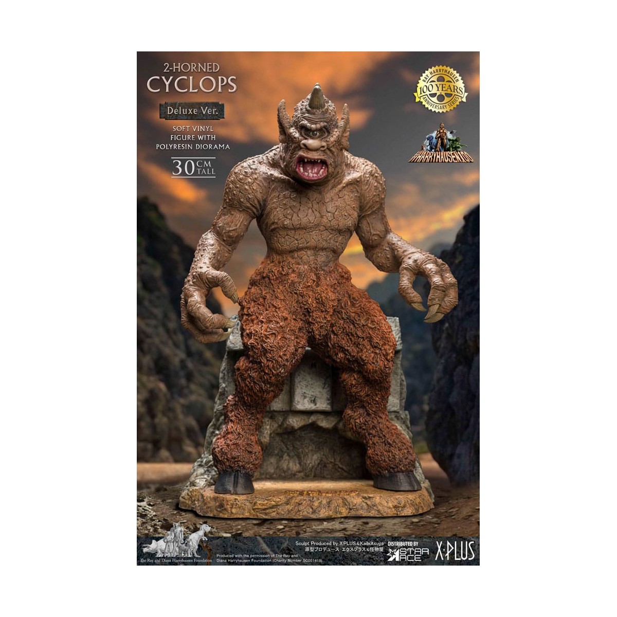 Star ace - Ray Harryhausens Horned Cyclops Deluxe Version - The Seventh Voyage of Sinbad statuetta in vinile morbido.