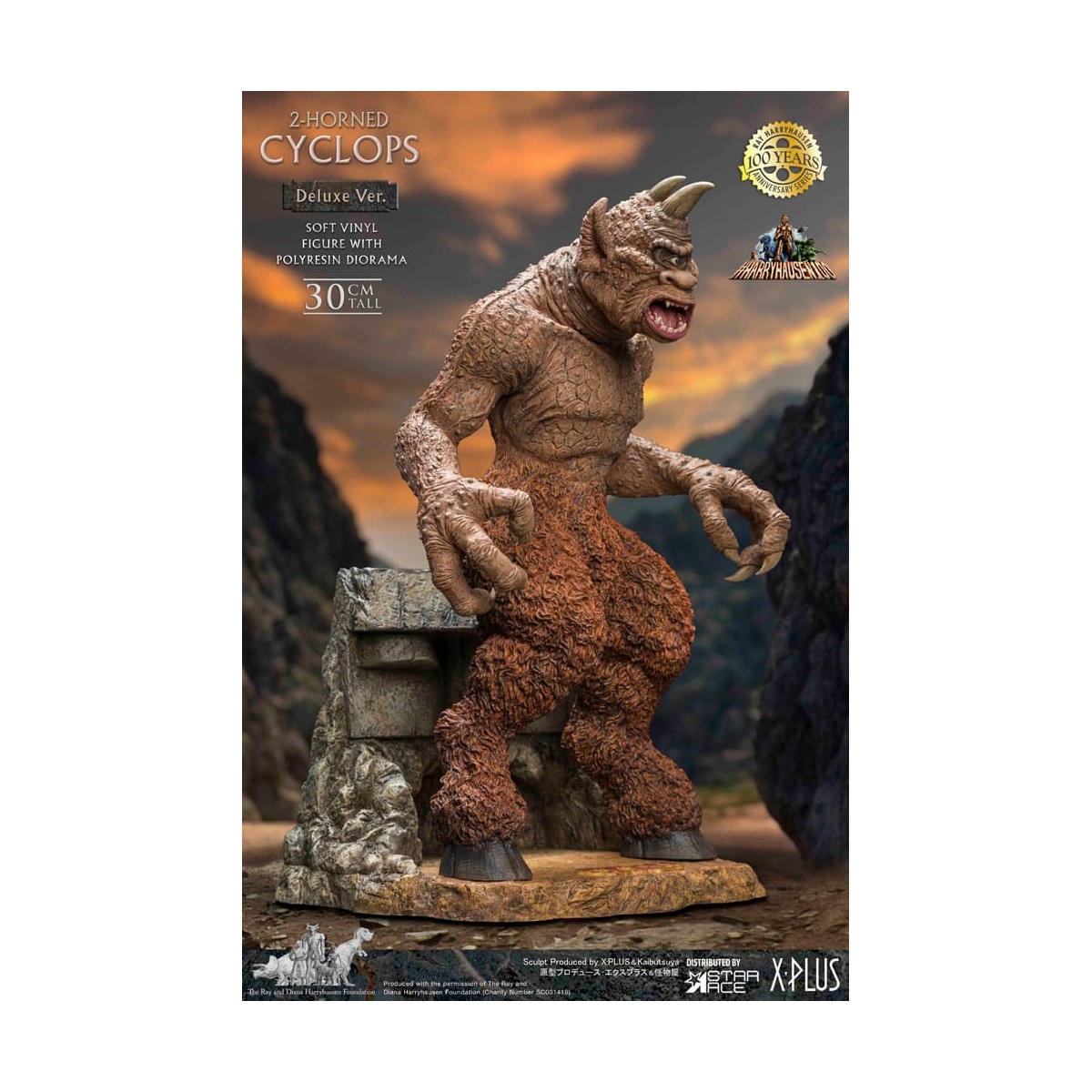 Star ace - Ray Harryhausens Horned Cyclops Deluxe Version - The Seventh Voyage of Sinbad statuetta in vinile morbido.