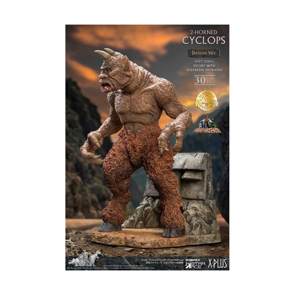 Star ace - Ray Harryhausens Horned Cyclops Deluxe Version - The Seventh Voyage of Sinbad statuetta in vinile morbido.