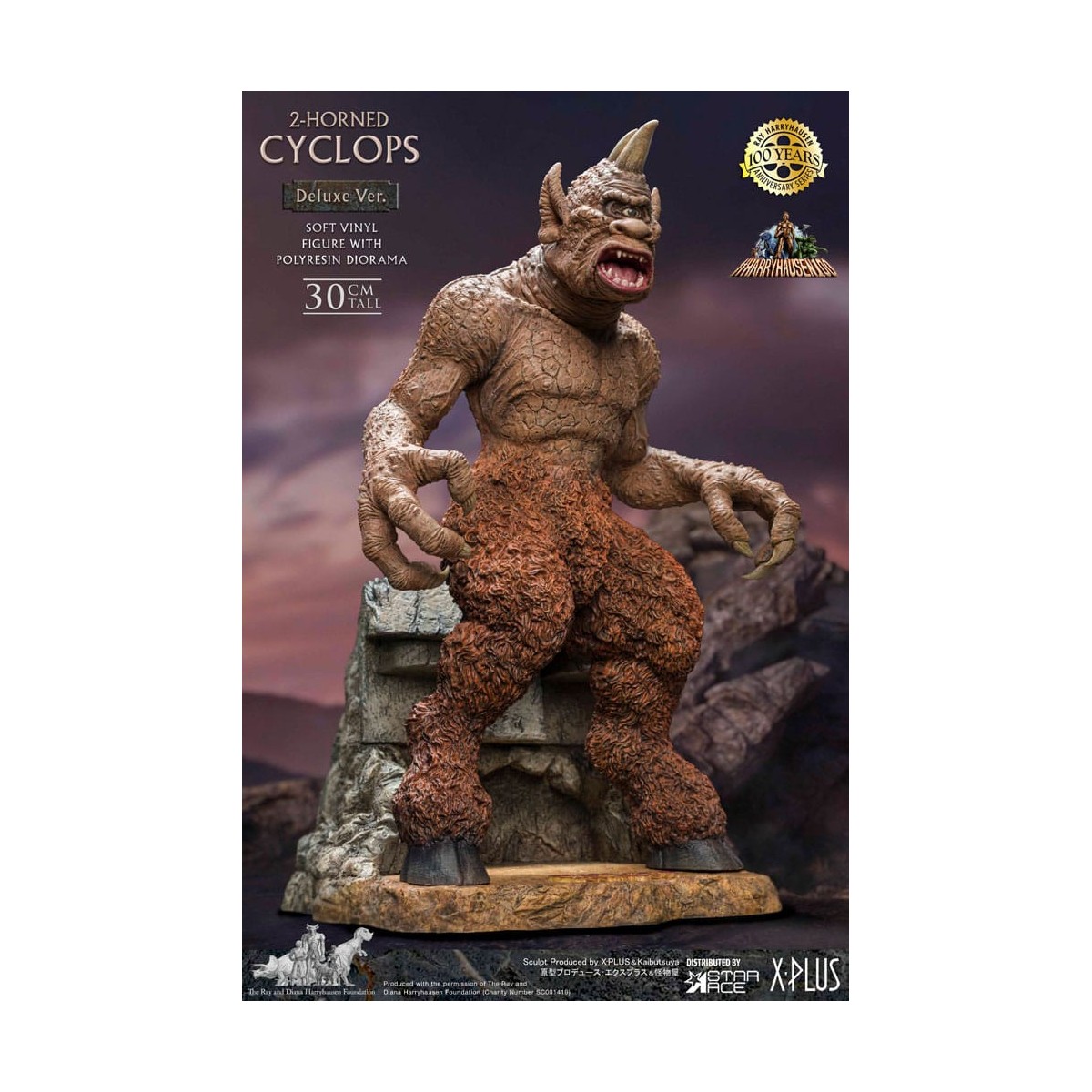 Star ace - Ray Harryhausens Horned Cyclops Deluxe Version - The Seventh Voyage of Sinbad statuetta in vinile morbido.