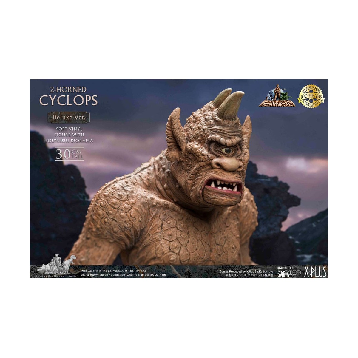 Star ace - Ray Harryhausens Horned Cyclops Deluxe Version - The Seventh Voyage of Sinbad statuetta in vinile morbido.