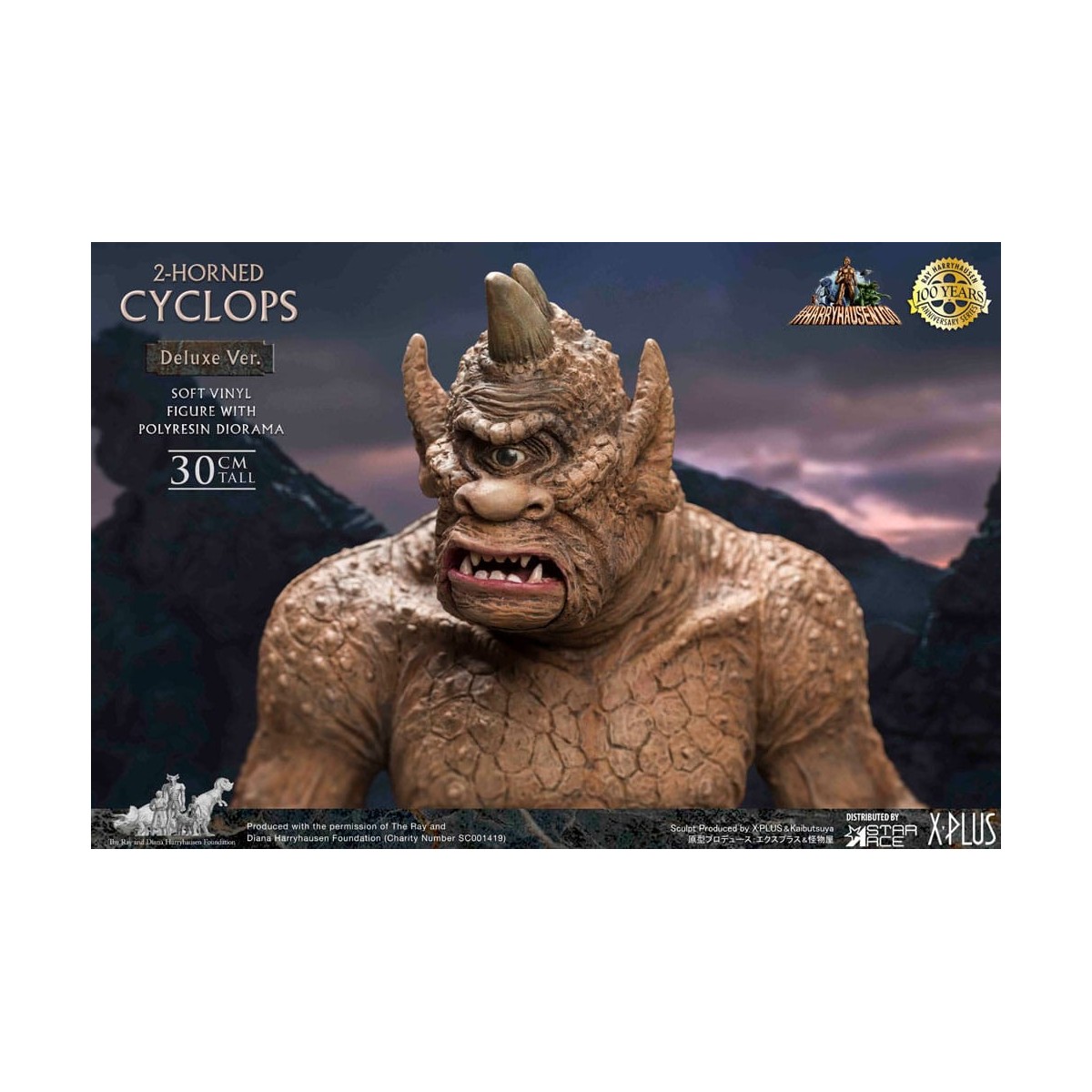 Star ace - Ray Harryhausens Horned Cyclops Deluxe Version - The Seventh Voyage of Sinbad statuetta in vinile morbido.