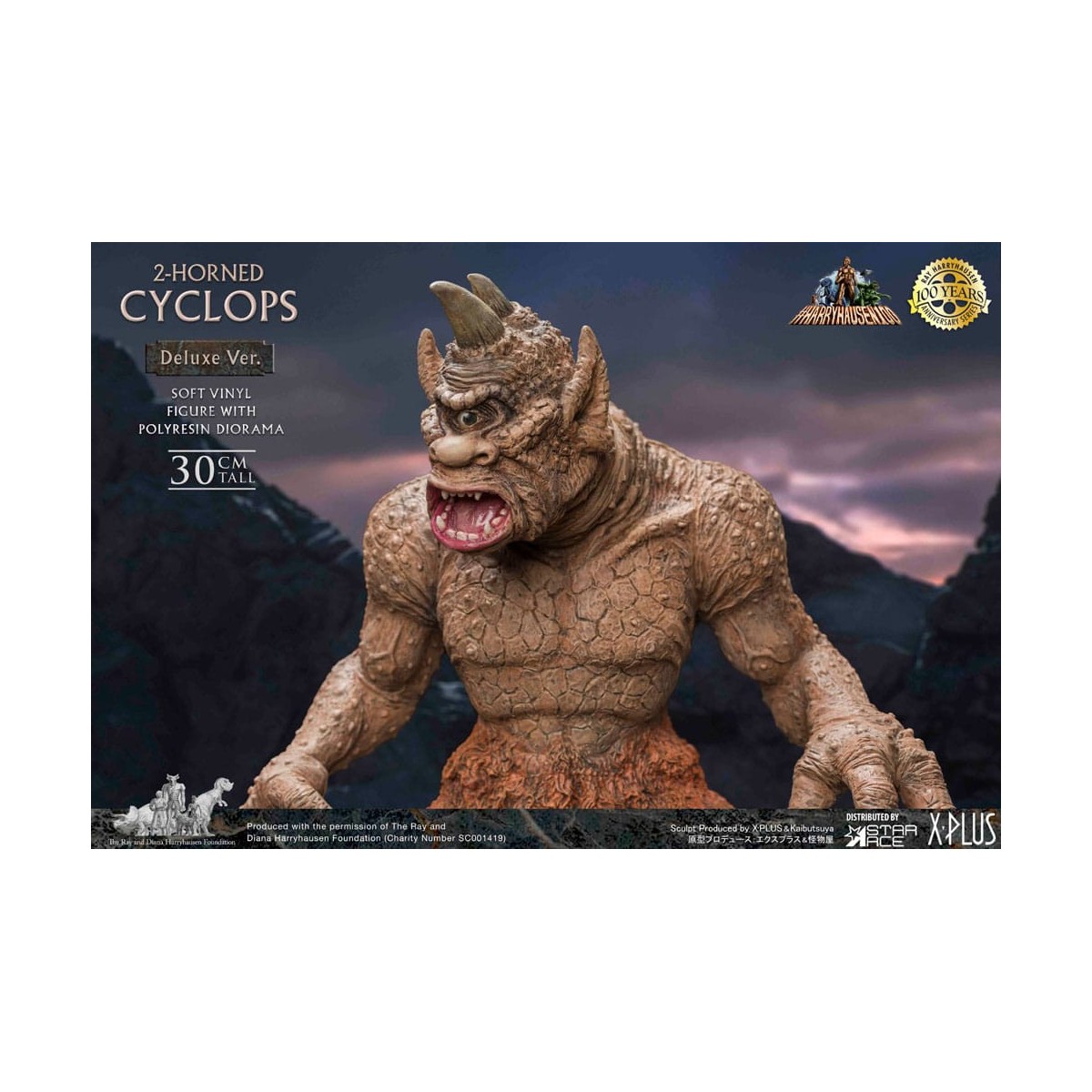 Star ace - Ray Harryhausens Horned Cyclops Deluxe Version - The Seventh Voyage of Sinbad statuetta in vinile morbido.