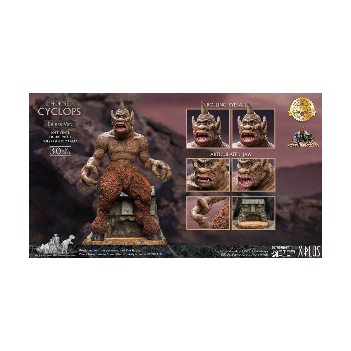 Star ace - Ray Harryhausens Horned Cyclops Deluxe Version - The Seventh Voyage of Sinbad statuetta in vinile morbido.