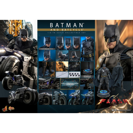 Hot Toys - DC Comics - Batman (Affleck) e Batcycle 1:6 Scala Set di Figure The Flash - Movie Masterpiece 1/6