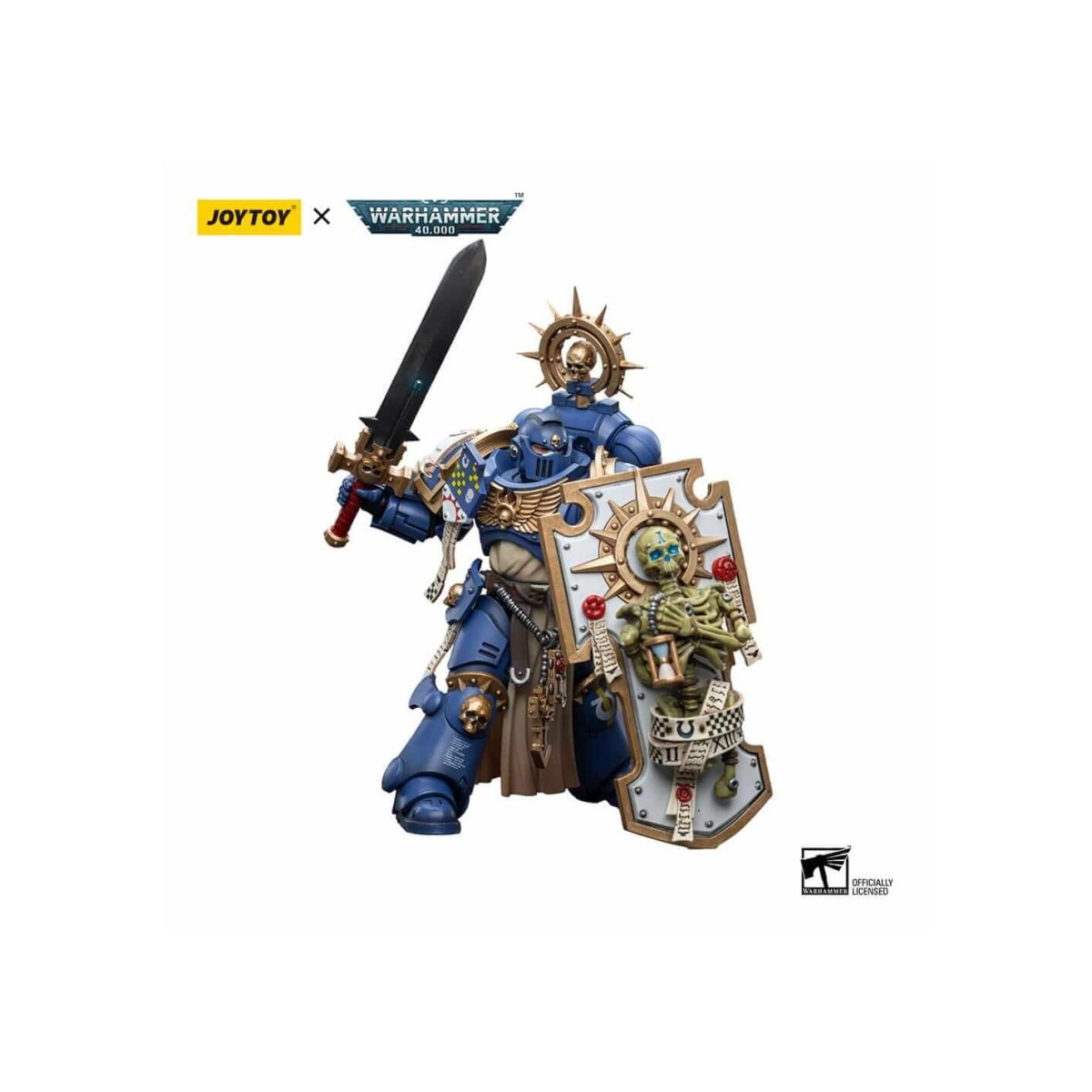 JoyToy - Space Marines - Ultramarines - Capitano Primaris con scudo e spada di potere 1/18 - Warhammer 40K