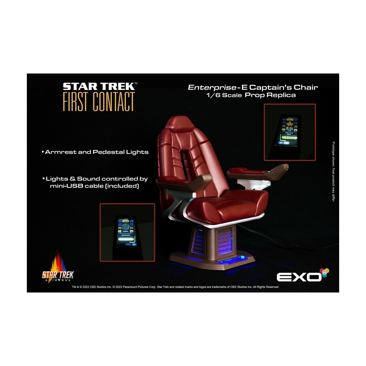 EXO-6 - Star Trek: Il primo contatto - Sedia del capitano in scala 1:6 Replica di scena