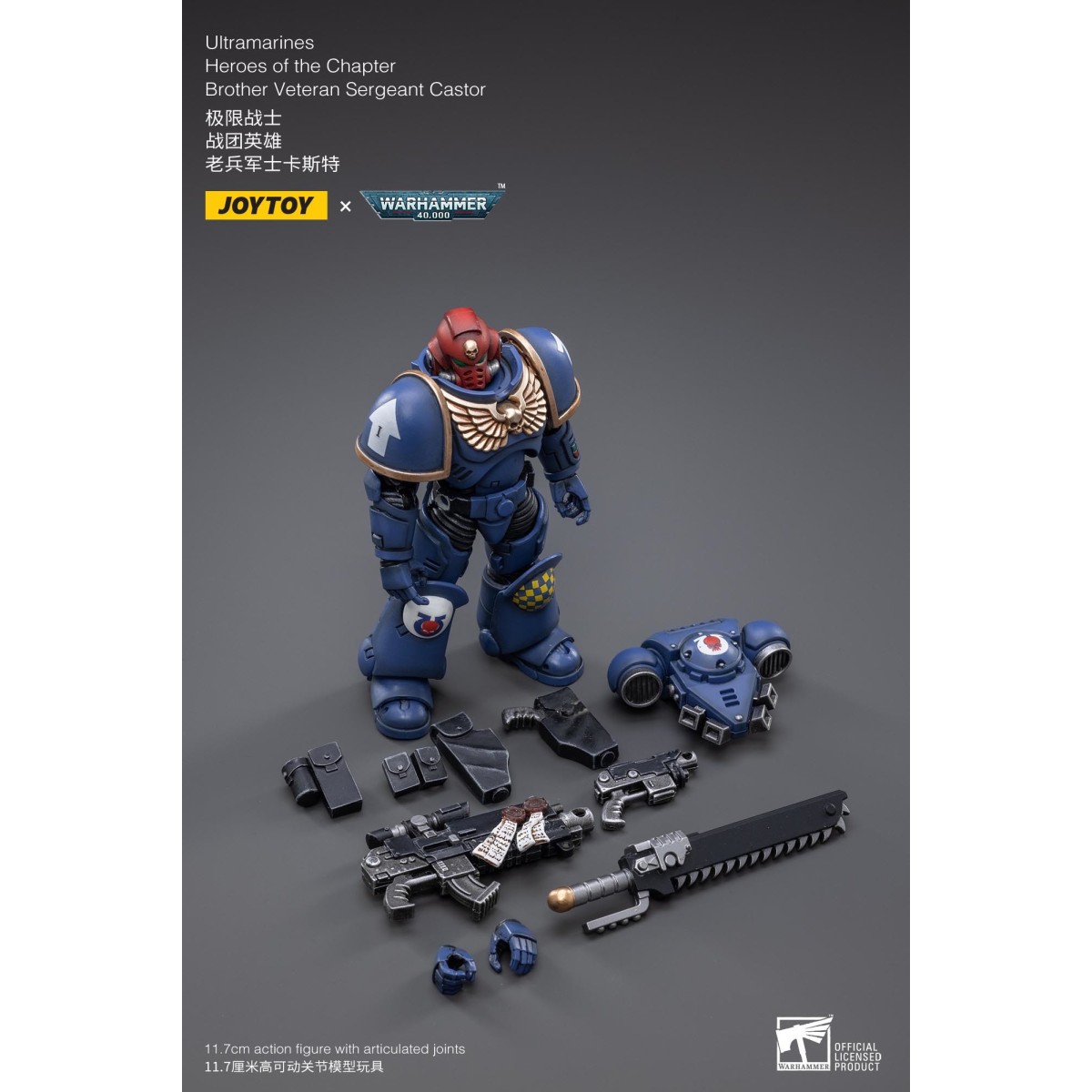 JoyToy - Space Marine - Ultramarines - Eroi del Capitolo Fratello Sergente Veterano Castor 1/18 - Warhammer 40K
