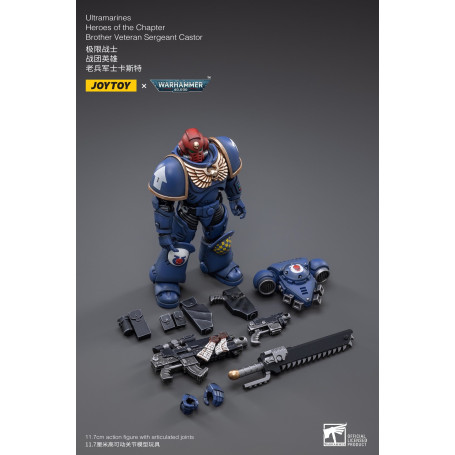 JoyToy - Space Marine - Ultramarines - Eroi del Capitolo Fratello Sergente Veterano Castor 1/18 - Warhammer 40K