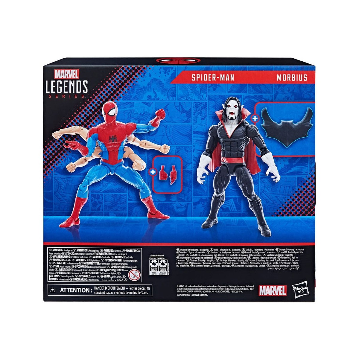 Marvel Legends The Amazing Spider-Man - 6 armi Spider-Man e Morbius confezione da 2 pezzi