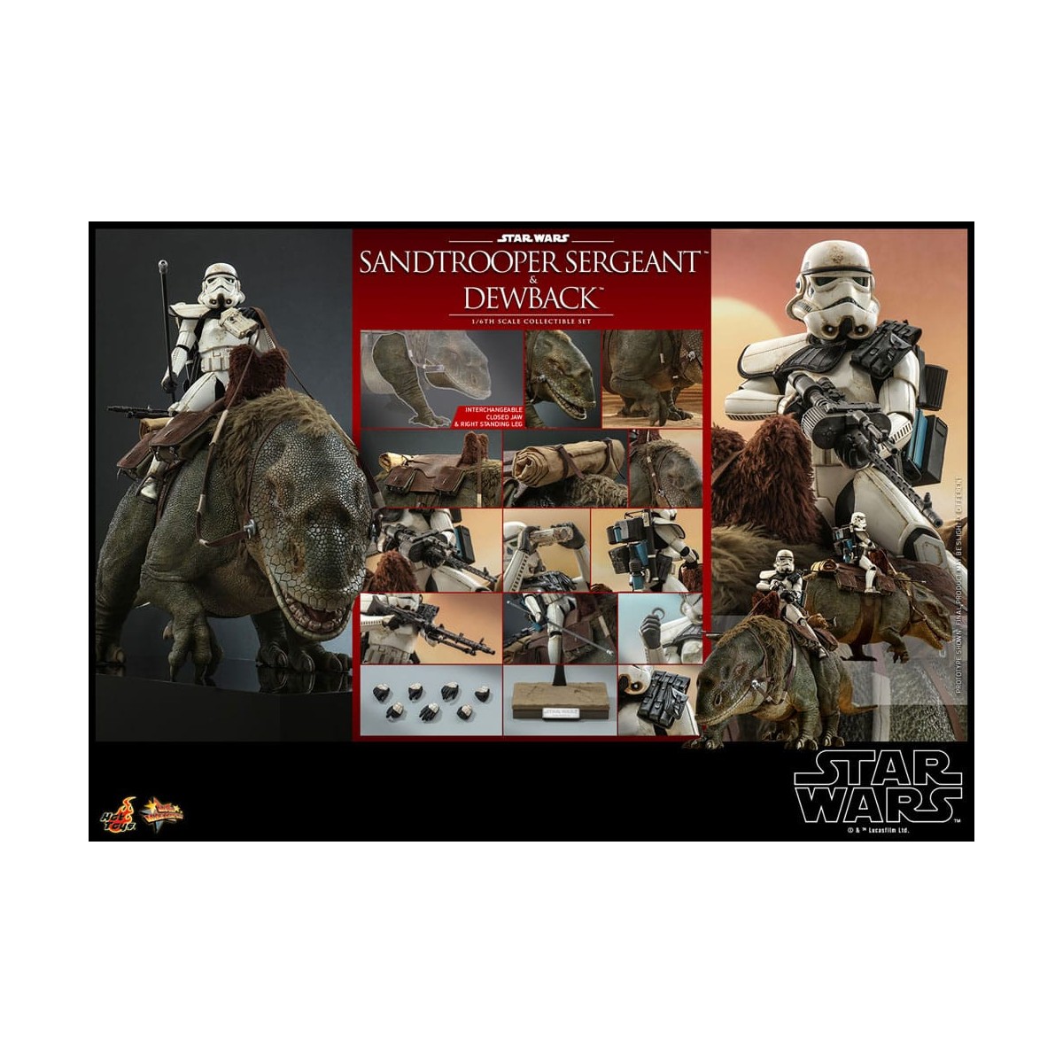 Hot Toys Star Wars - Confezione 2 figure 1/6 Sergente Sandtrooper e Dewback - Episodio IV